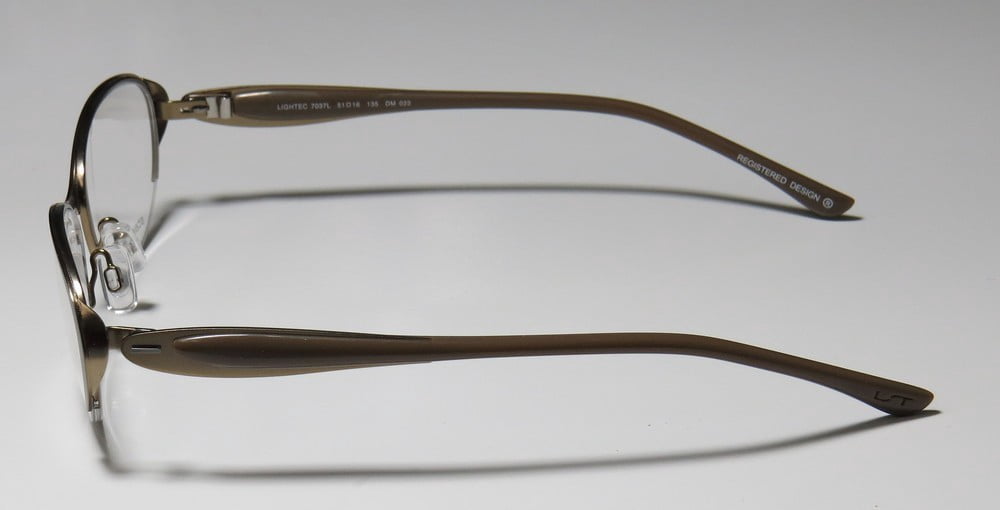 NEW LIGHTEC 7037L WOMENS/LADIES DESIGNER HALF-RIM ANTIQUE GOLD / BROWN FRAME DEMO LENSES 51-16-135 FLEXIBLE HINGES EYEGLASSES/GLASSES