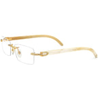 HEPIDEM 100% Really Buffalo Horn Handmade Glasses Rimless Diamonds Eyeglasses (0015 White )