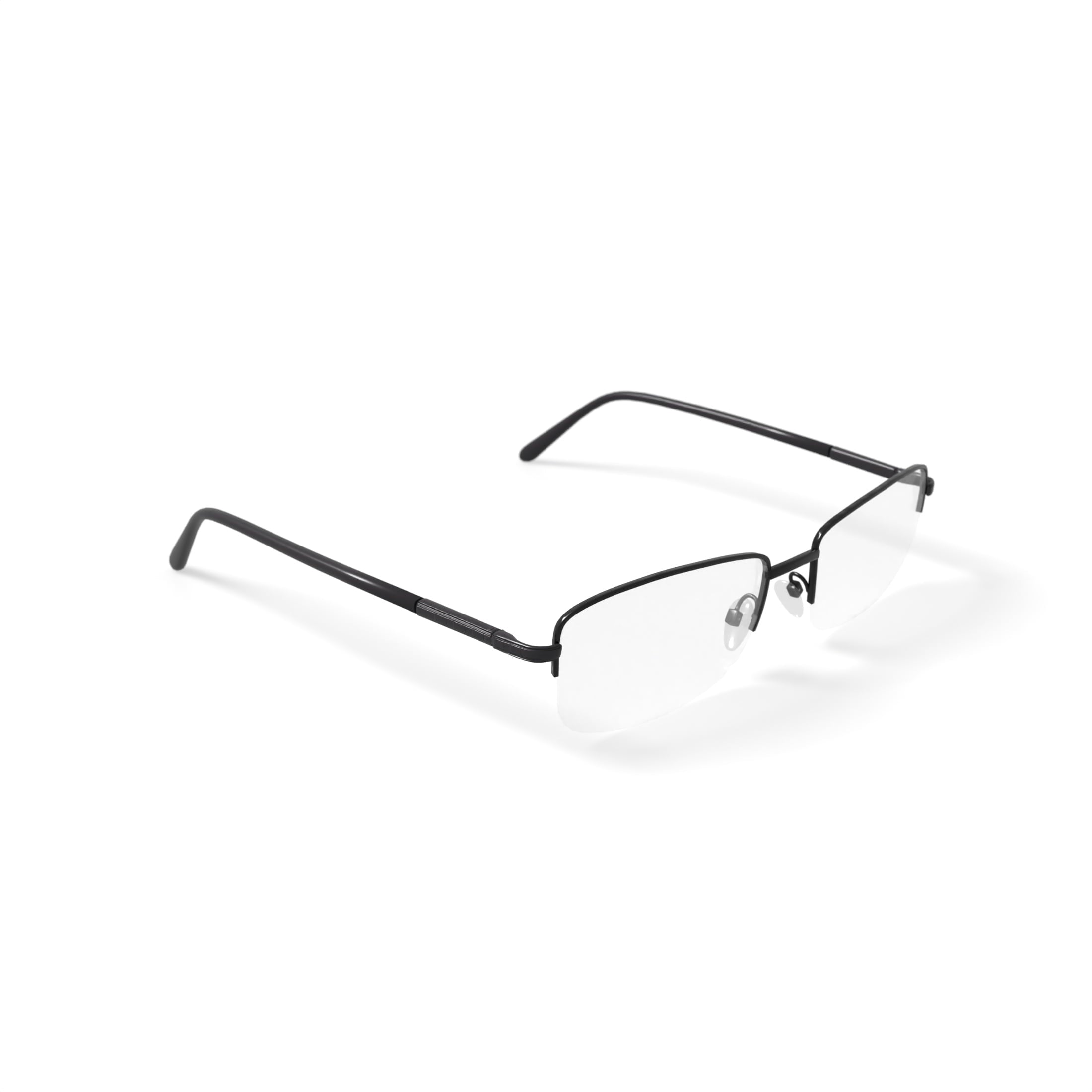 Unisex Recruit Rectangular Prescription Eyeglasses with Case, Gunmetal Black