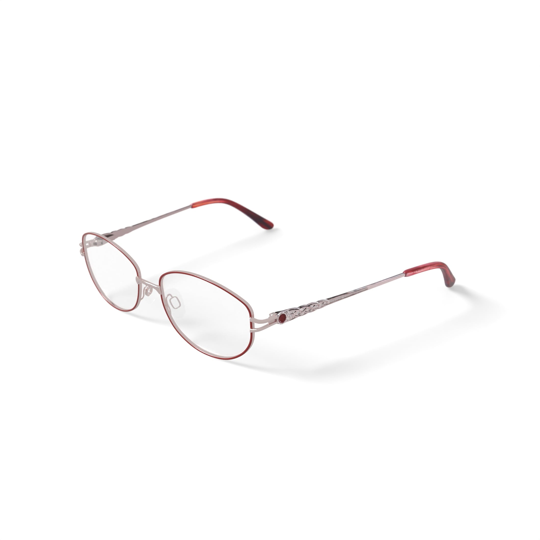 Women's MV028 Edith Oval Prescription Eyeglasses with Case, Red