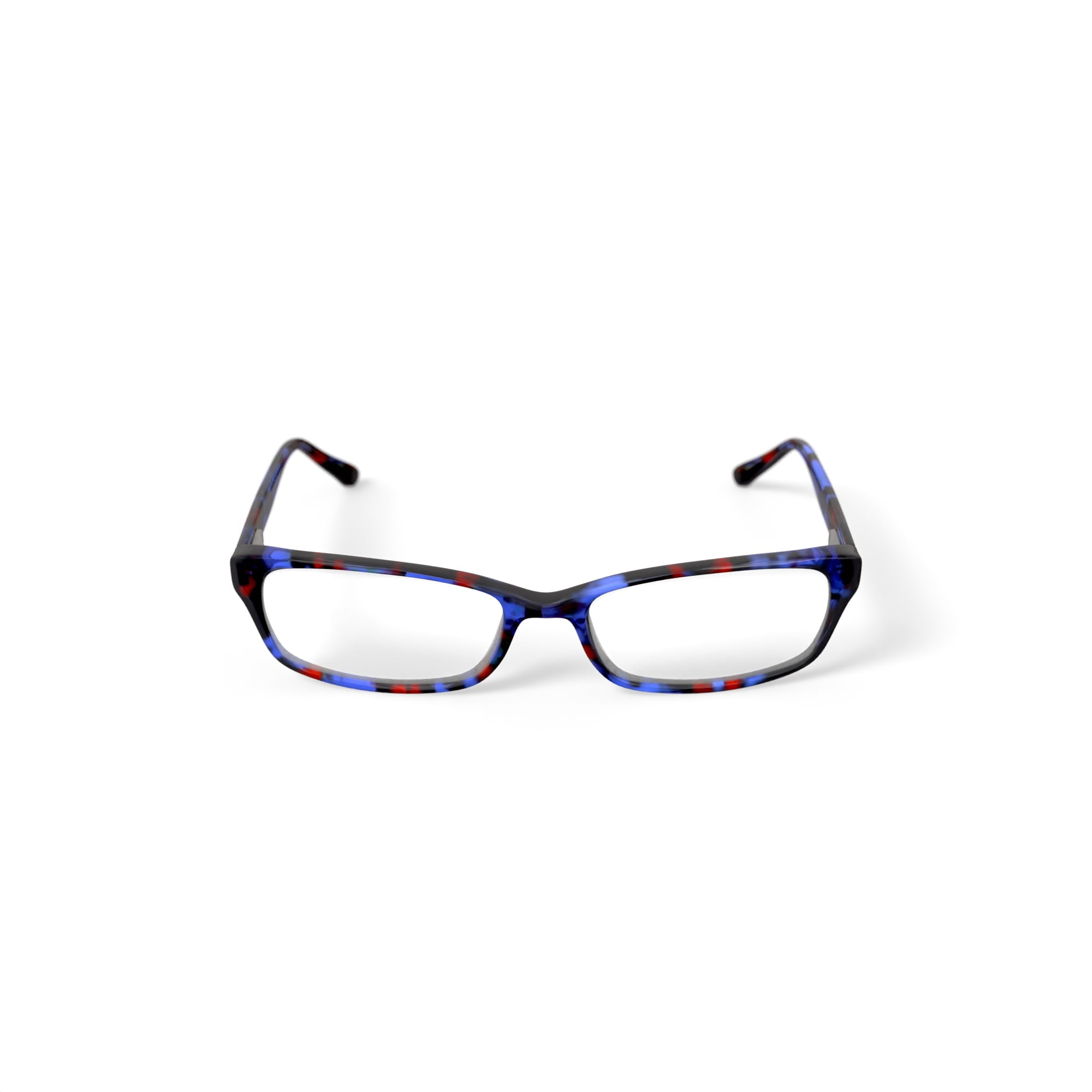 Women's HC13 Rectangular Prescription Eyeglasses with Case, Blue Tortoise