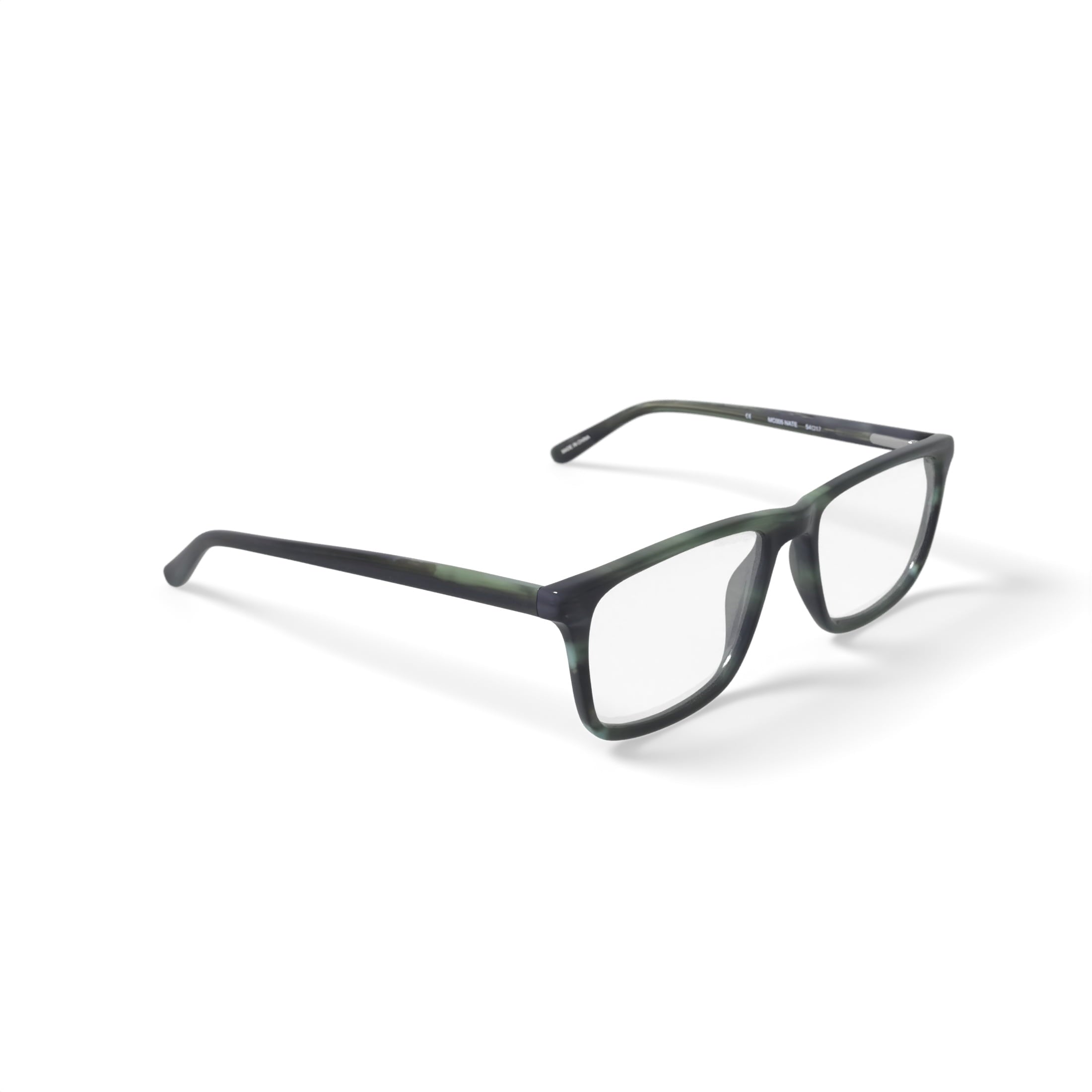Men's MC005 Nate Square Prescription Eyeglasses with Case, Green Tortoise