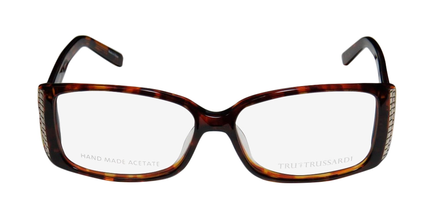NEW TRUSSARDI 12704 WOMENS/LADIES DESIGNER FULL-RIM HAVANA / GOLD ADULT SIZE CLASSY MUST HAVE FRAME DEMO LENSES 54-14-135 EYEGLASSES/GLASSES