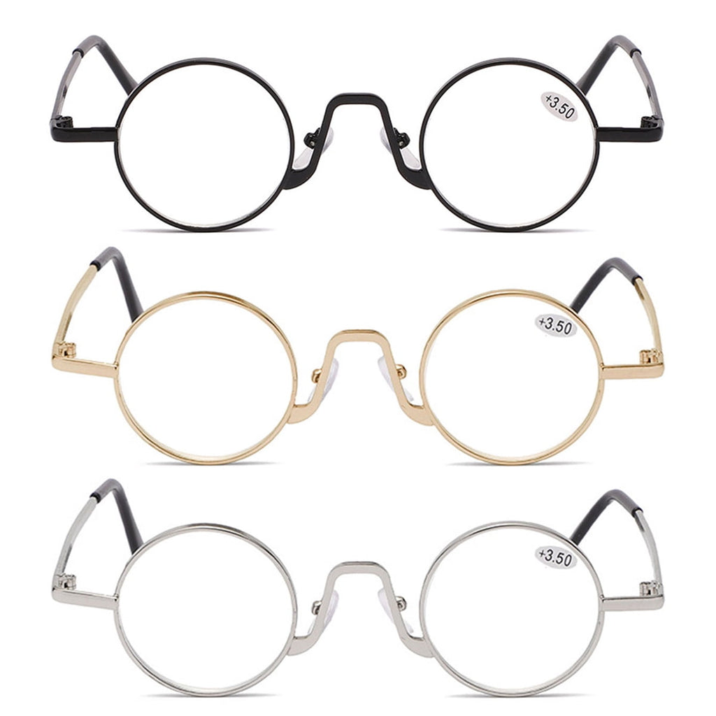 KOOSUFA Small Round l Reading Glasses 3.00 Blue Light Blocking Women Men Retro Eyeglasses Readers Eyewear 3 Colors Set