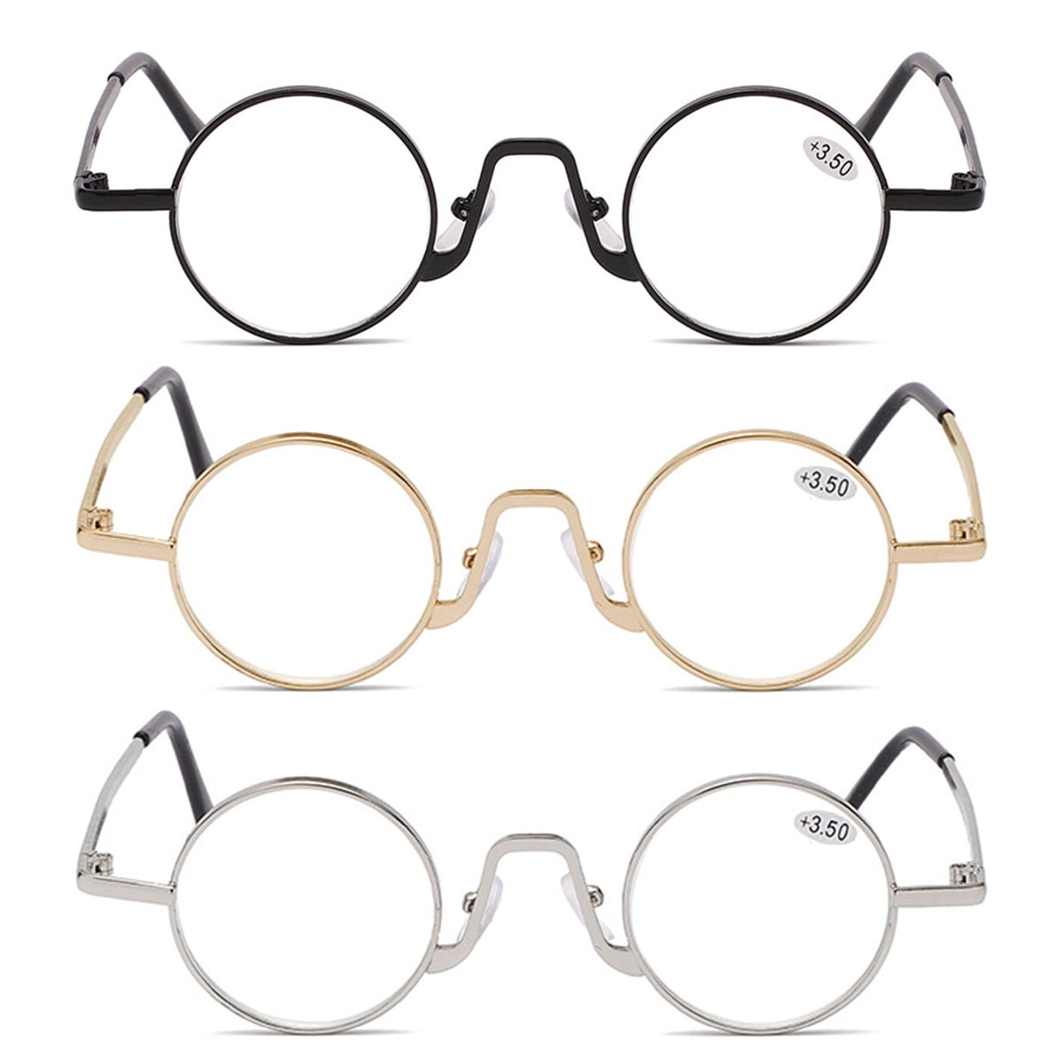 KOOSUFA Small Round l Reading Glasses 3.00 Blue Light Blocking Women Men Retro Eyeglasses Readers Eyewear 3 Colors Set