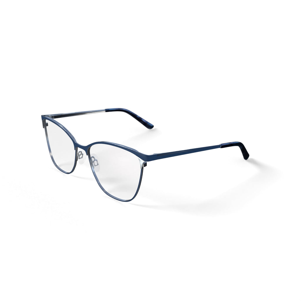 Women's Chloe Square Prescription Eyeglasses with Case, Blue/Silver