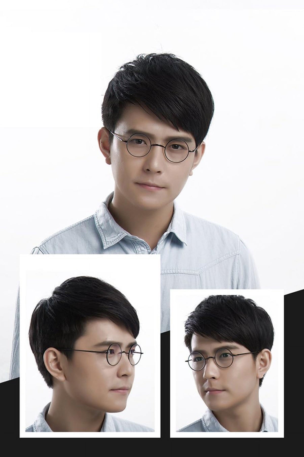 Agstum Pure Titanium Retro Round Gold Eyeglasses Frame without Nose Pads