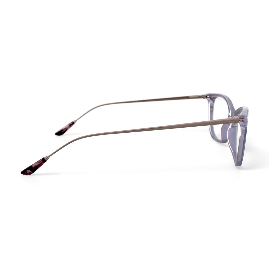 Womens Lana Square Prescription Eyeglasses with Case, Lavender Crystal