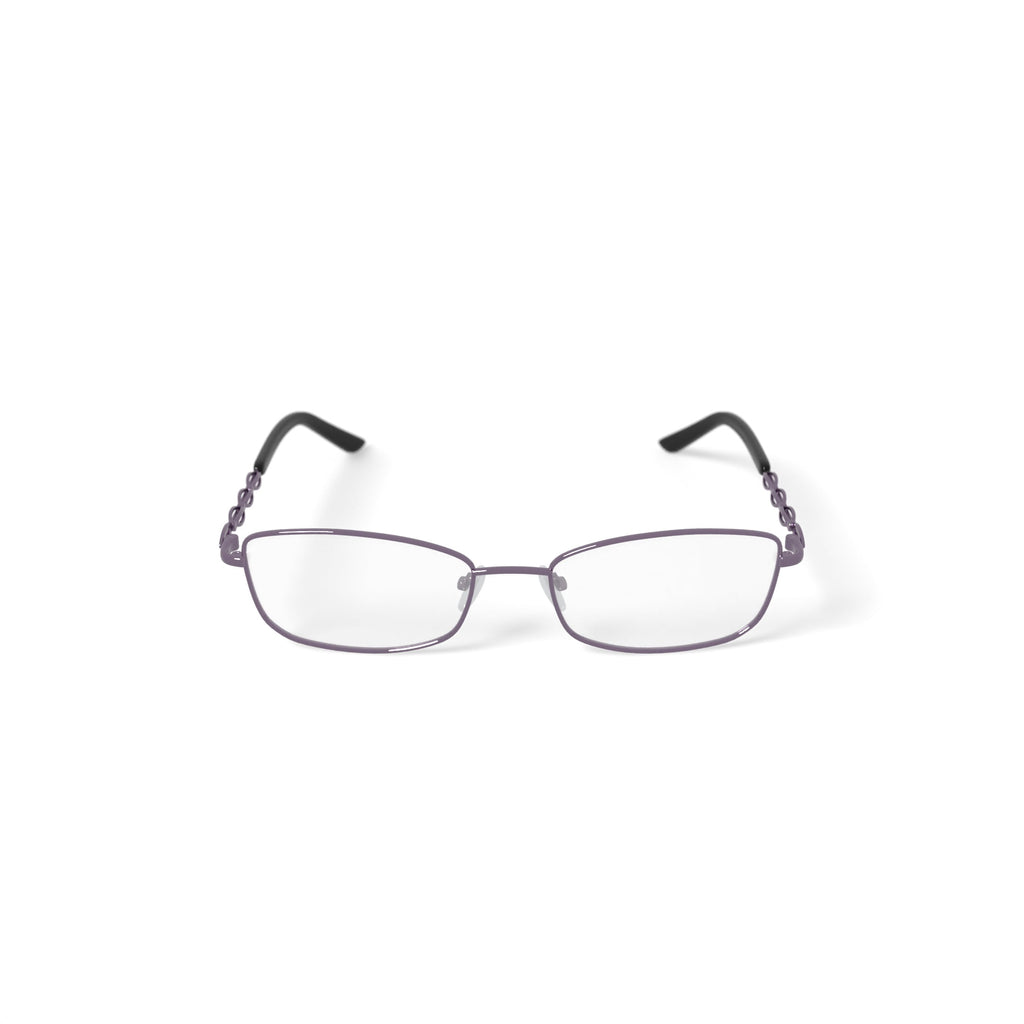 Women's 0413-09 Rectangular Prescription Eyeglasses with Case, Purple
