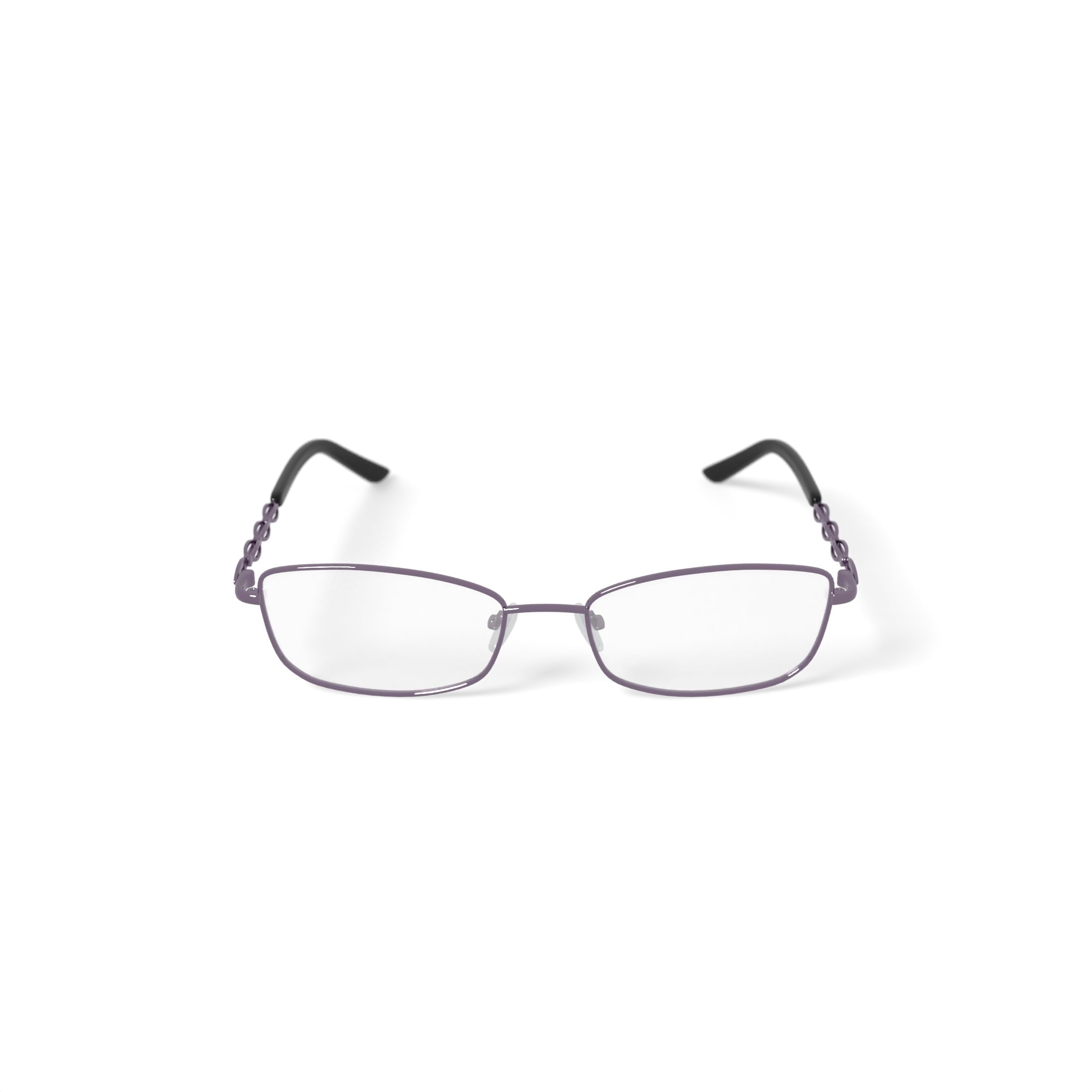 Women's 0413-09 Rectangular Prescription Eyeglasses with Case, Purple