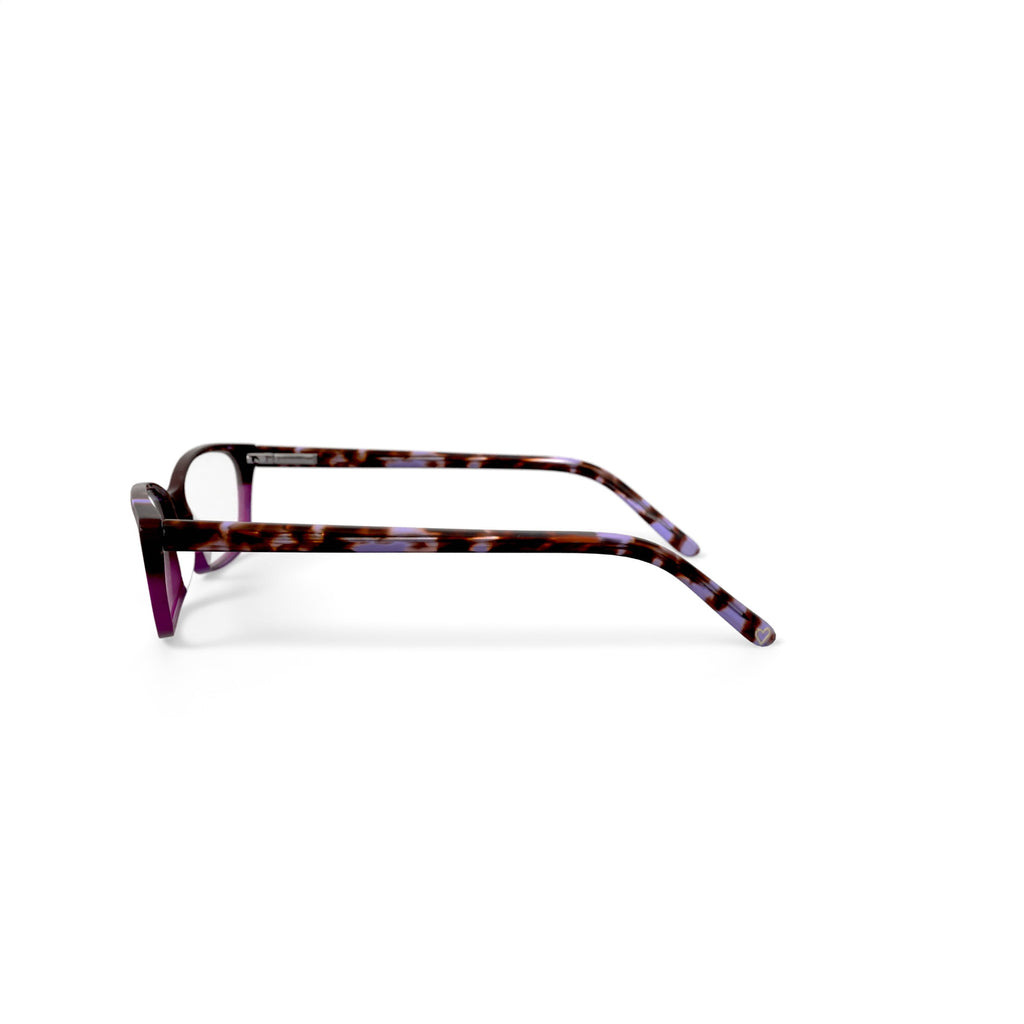 Women's HC07 Rectangular Prescription Eyeglasses with Case, Purple Tortoise