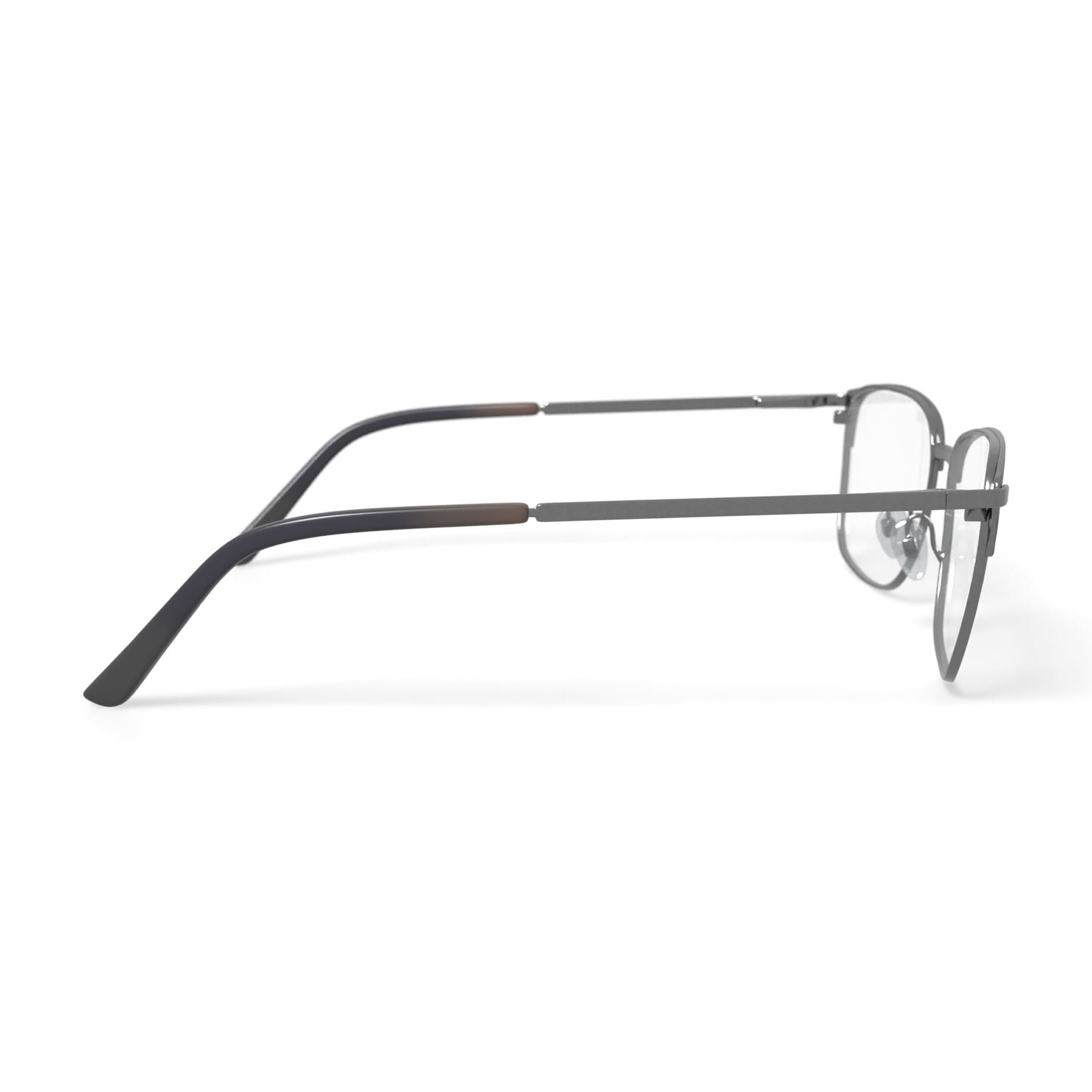 Men's MOP44 Square Prescription Eyeglasses with Case, Black/Silver
