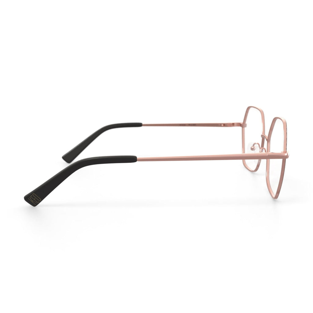Keo Womens Koda Oversized Prescription Eyeglasses with Case, Rose Gold/Black