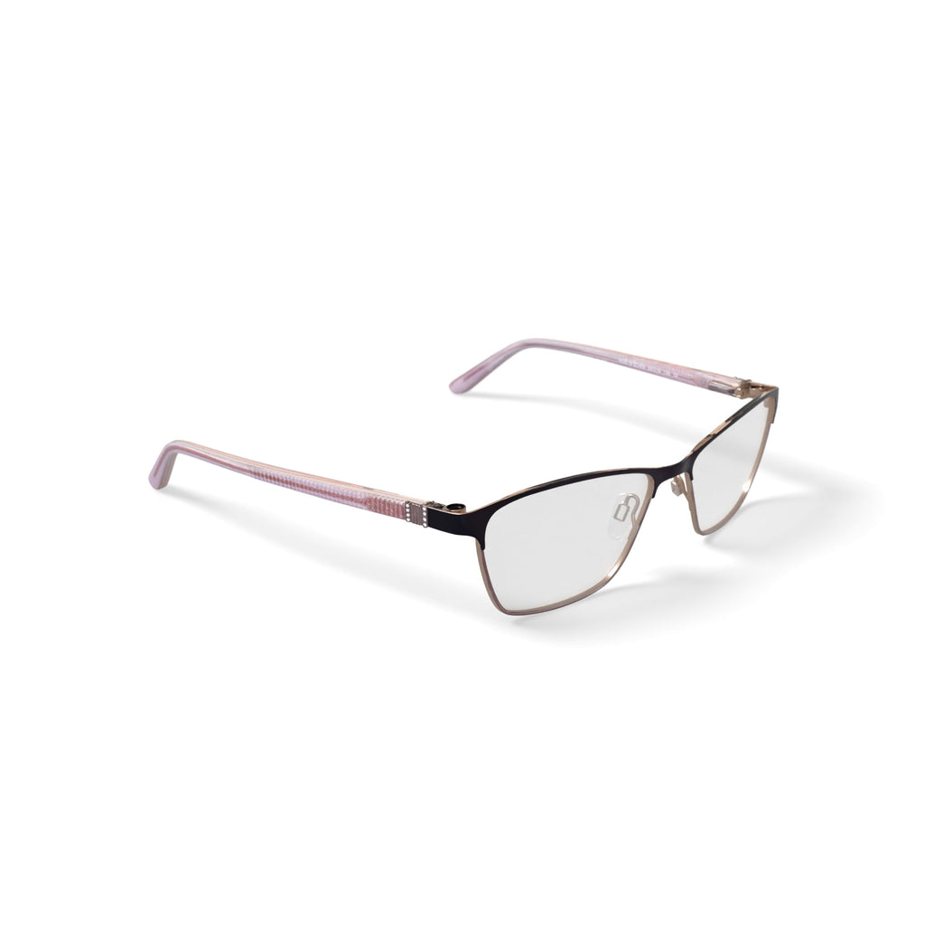 Women's EC455 Browline Prescription Eyeglasses with Case, Brown Gold