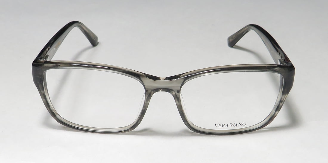 NEW VERA WANG LUXE JACQUETTE WOMENS/LADIES RECTANGULAR FULL-RIM HORN FRAME DEMO LENSES 52-16-135 SPRING HINGES EYEGLASSES/EYEWEAR