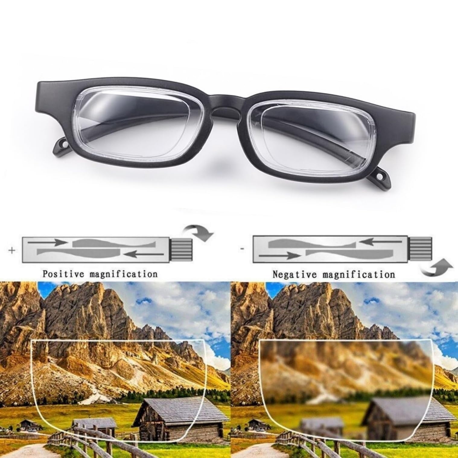 Adjustable Glasses Dial Vision Adjustable Focus Reading Glasses Blue Light Blocking Zoom Eyeglasses for Men and Women