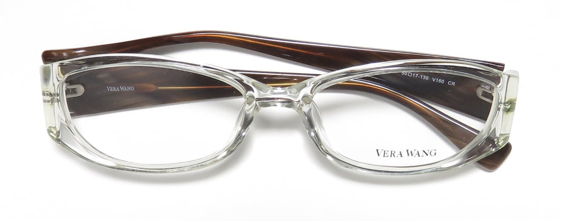 NEW VERA WANG V160 WOMENS/LADIES DESIGNER FULL-RIM CRYSTAL / BROWN GORGEOUS PLASTIC ARMS IN STYLE FRAME DEMO LENSES 50-17-130 EYEGLASSES/EYE GLASSES