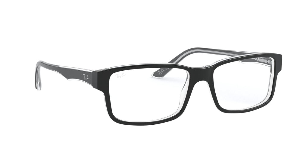  Unisex Size 54 Square RB5245 Optics Prescription Eyeglasses with Case, Black On Transparent
